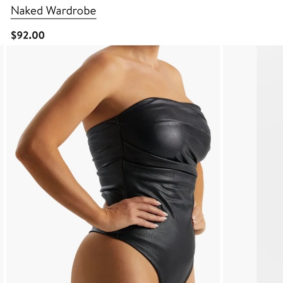 Naked Wardrobe Strapless Leather Bodysuit - Picture 2 of 6